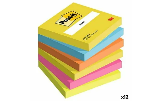 Post-it Notes 76 × 76 Mm, Multifarvede, 100 Ark - 12 Blokke