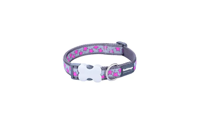 Red Dingo Hundehalsbånd - Hot Pink On Cool Grey, 15 Mm, 24-36 Cm