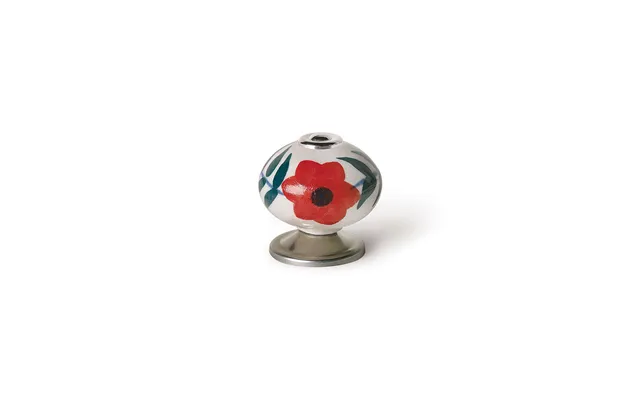 Rei Skabsknopper E500 - Rød Blomst, Metal, Ø 40 X 36 Mm 4 Stk