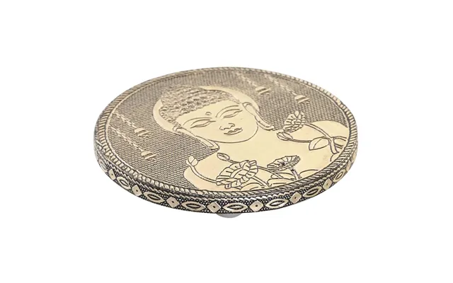 Røgelsesholder I Træ Og Aluminium - Buddha, Ø 10 Cm, Champagne