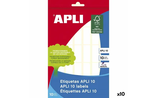 Selvklæbende Etiketter Apli Apli 10 Hvid Papir 10 Ark 12 X 30 Mm 10 Enheder