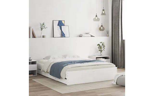 Sengeramme Med Skuffer 150x200 Cm Konstrueret Træ Hvid
