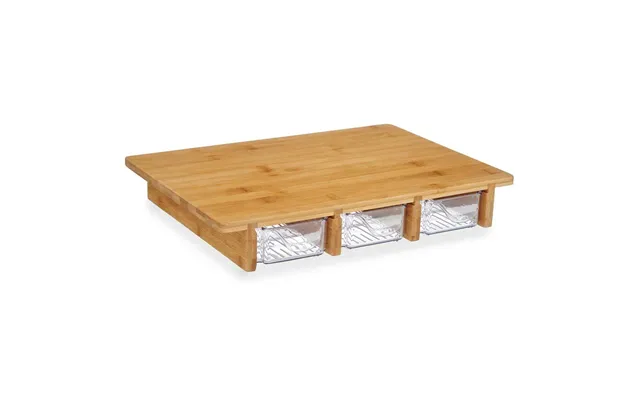 Skærebræt Bambus Kinvara Med 3 Rum - Brun Natur, 40 × 28 Cm