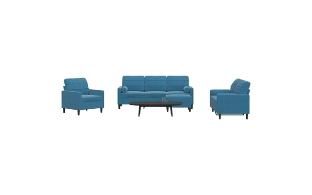 Sofasæt 4 Dele Med Hynder Og Bolsterpuder Velour Blå