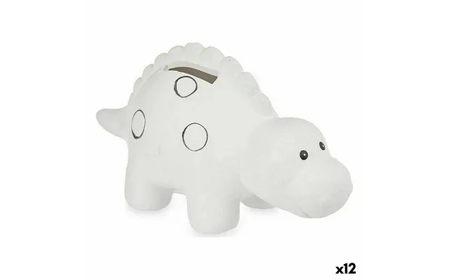 Sparegris - Mal Din Egen Keramik-dinosaur, Hvid 12 Stk