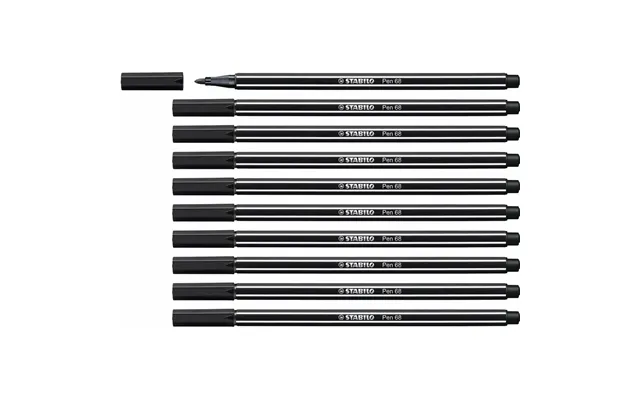 Stabilo Pen 68 Markør - Sort, 10 Stk.