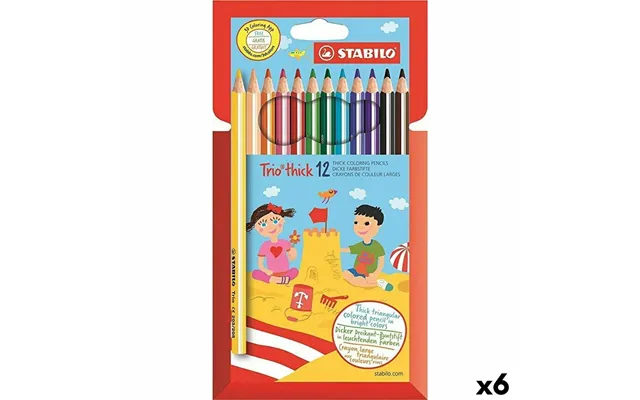 Stabilo Trio Thick Farveblyanter - Multifarvet, 12 Stk 6 Pakker