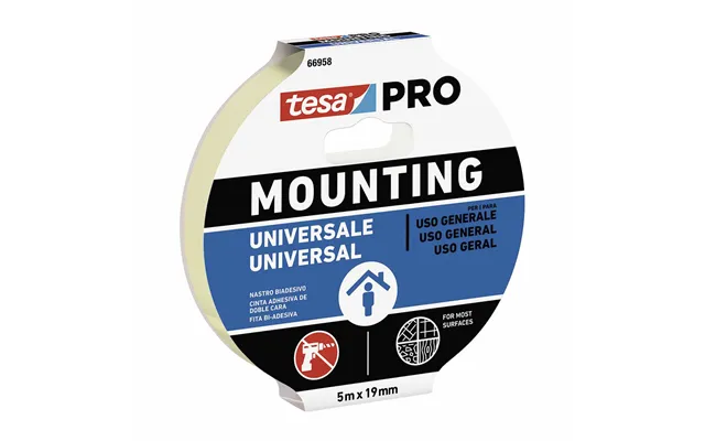 Tesa Mounting Pro Dobbeltsidet Selvklæbende Bånd 19 Mm X 5 M
