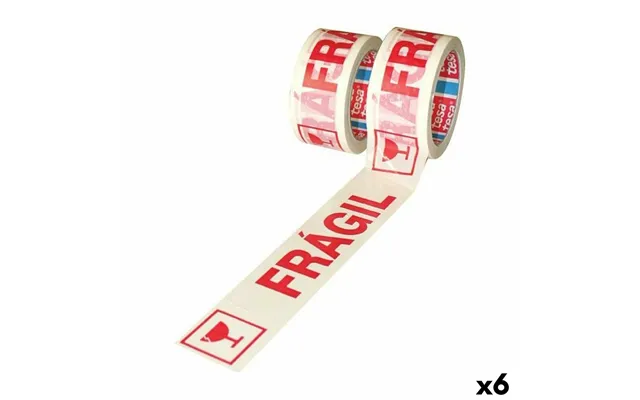 Tesa Pakketape Frágil - Hvid, 50 Mm X 66 M 6 Ruller