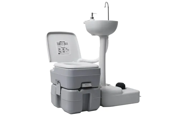 Transportabelt Campingtoilet Og -håndvask Grå