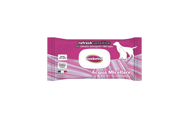 Vådservietter Til Kæledyr Inodorina Refresh Sensitive Med Micellar Vand - 40 Stk