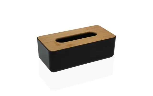 Versa Lommetørklæde-boks I Bambus Og Polypropylen, Sort - 13,1 × 8,6 × 26,1 Cm