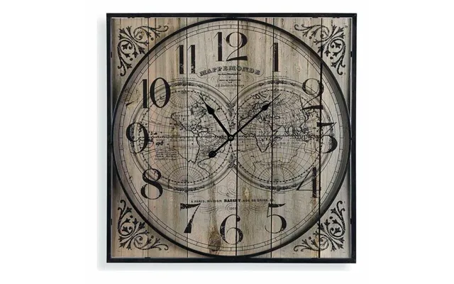 Versa Vægur I Træ - 59,5 × 59,5 Cm, Vintage Kortmotiv