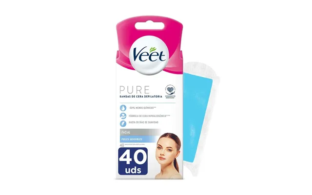 Voksstrips Til Ansigt - Veet Pure Til Sensitiv Hud, 40 Stk.