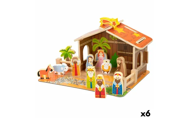 Woomax Krybbespil I Træ - Betlehem, 29,5 × 16,5 × 22 Cm, 20 Dele 6 Enheder
