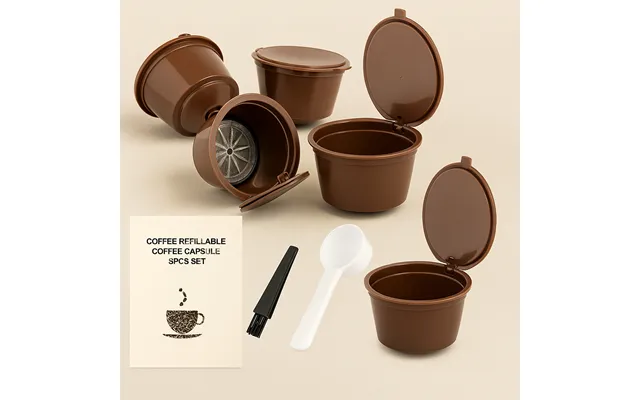 5x Genanvendelige Kapsler Til Dolce Gusto Inkl. Måleske - Rensebørste & Original Emballage