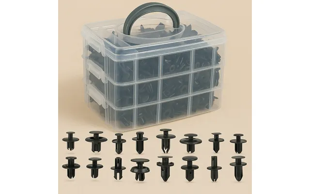Bilclips Og Stifter 620 Dele I Organiserings Boks 16 Typer Plast Clips Til Kofangere - Paneler & Polstring