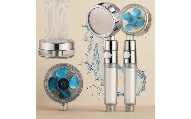 Brusehoved Med Turbofilter & Ventilator Øget Vandtryk Og Filtrering Sølv 25 Cm