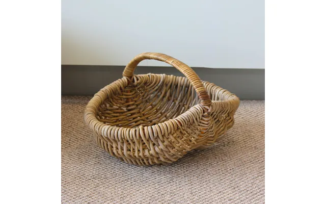 Bykurv Med Hank, Lille, Håndflettet, Natur Grå, Rattan - 47x35xh17 Cm product image