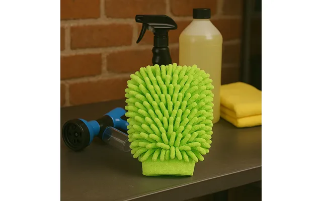 Grøn Microfiber Handske Til Bilvask Dobbelt-sidet 22×15 Cm Blød & Ridsefri Rengøring