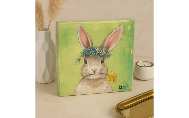 Ihr Servietter Easterfriends Bunny Green 20 Stk Påskeserviet Med Kaninmotiv 33x33 Cm