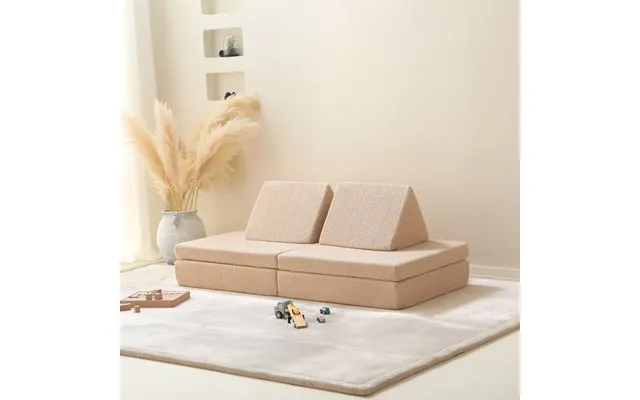 Modulær Børnesofa I Teddy Blødt Stof Beige
