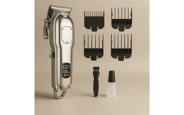 Professionel Elektrisk Hår- Og Skægtrimmer Med Lcd-display Trådløs, Justerbar - 4 Kamme Tilbehør product image