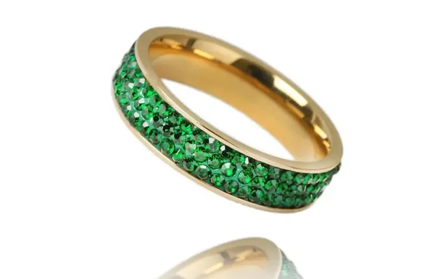 Selene Green Finger Ring I 18k Guld Belægning Med Grønne Sten - 49 Mm