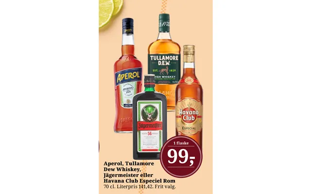 Aperol, Tullamore Dew Whiskey, Jägermeister Eller Havana Club Especiel Rom product image