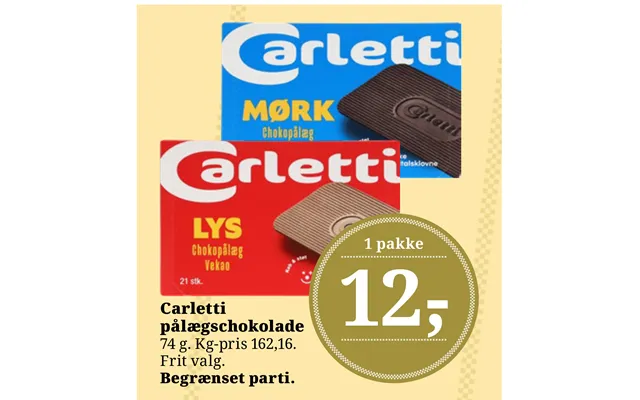 Carletti laying on chocolate product image