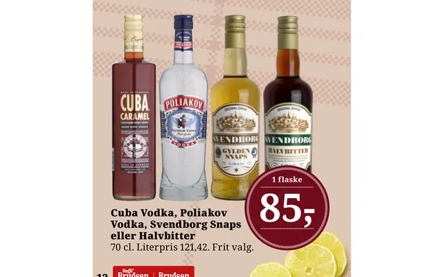 Cuba Vodka, Poliakov Vodka, Svendborg Snaps Eller Halvbitter 12 product image