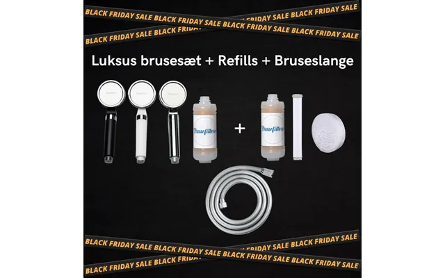 Luksus Brusesæt Refills Bruseslange Black Week - Hvid Sølv Sølv Bruseslange