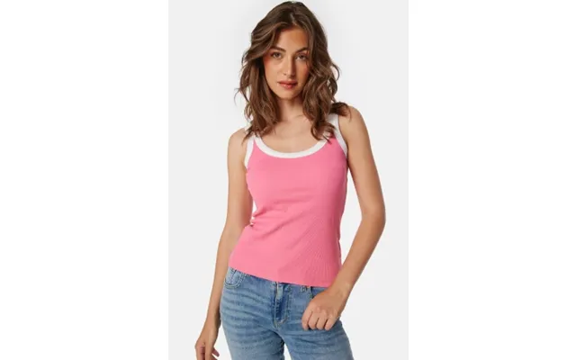 Bubbleroom Contrast Rib Tank Top Pink Xs product image