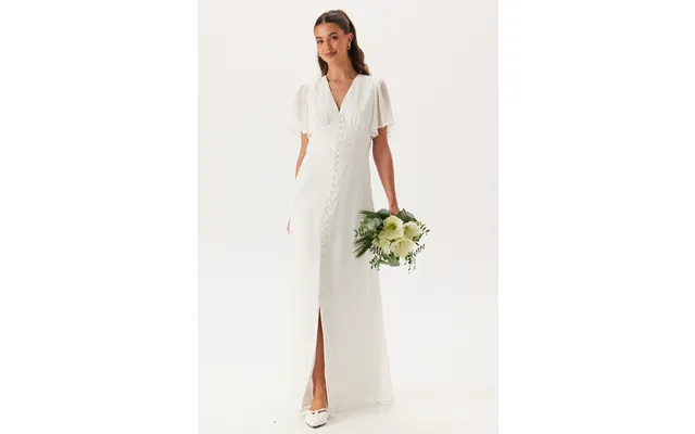 Butterfly Sleeve Button Wedding Gown