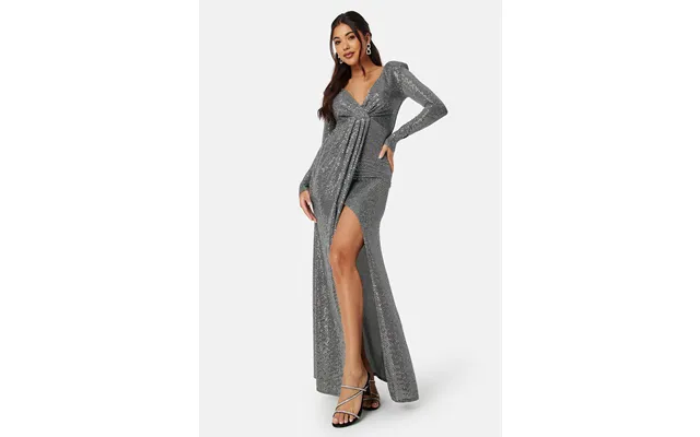Long Sleeve Sequin Maxi Dress With Split