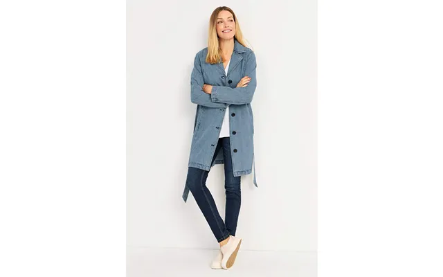 Frakke I Denim Med Bæltespænde