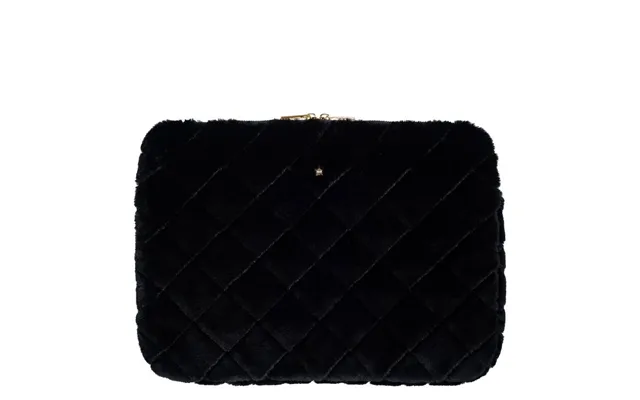 Dark Faux Fur Quilted Mac Cover Black