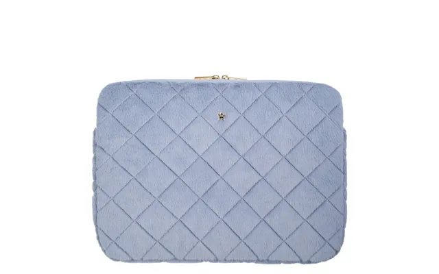 Dark Faux Fur Quilted Mac Cover Cool Blue