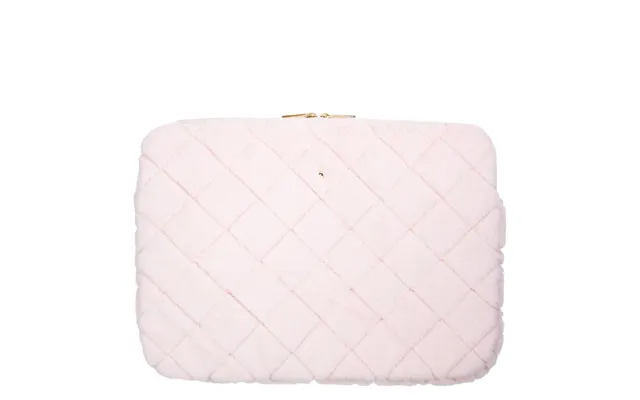 Dark Faux Fur Quilted Mac Cover Pale Rose