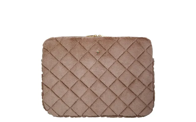 Dark Faux Fur Quilted Mac Cover Warm Taupe