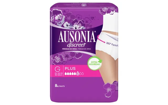 Ausonia Discreet Plus G, Kvinde, Hvid, Velcro, 95 - 125 Cm, 8 Stk, Kasse