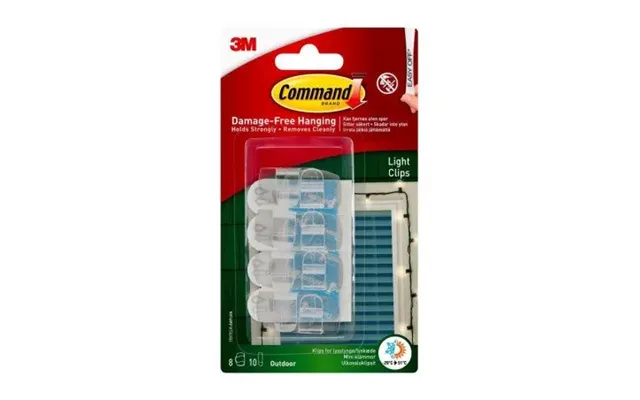 Command Clear Outdoor Light Clips With Foam Strips 17017clr-awp - 8 Clips 10 Strips