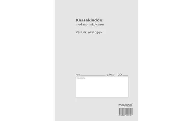 Kassekladde M Momskolonne 140x205mm 92 2205 40 - 10 Stk.