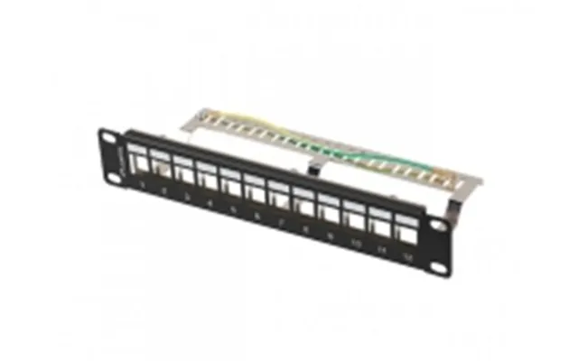 Patch Panel Blank 12 Port 1u 10 Ftp With Organizer For Keystone Modules Black Lanberg