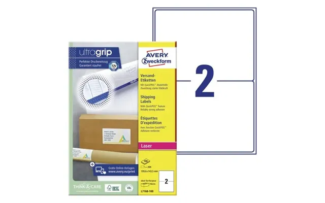Shippingetiketter Avery 199,6x143,5 Mm Hvid - Til Laserprinter