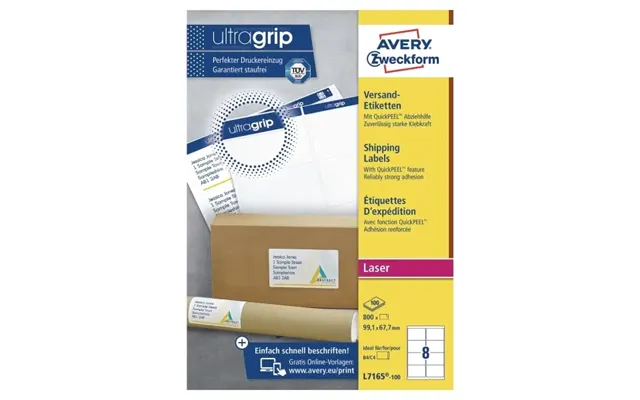 Shippingetiketter Avery 99,1x67,7 Mm Hvid - 100 Ark X 8 Stk.