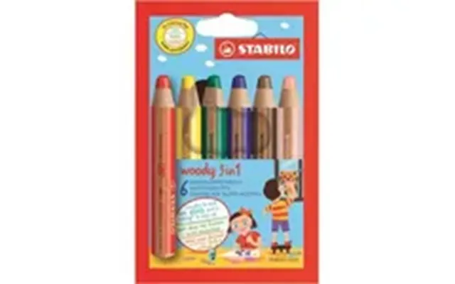 Stabilo Woody Farveblyanter 3-i-1 - Med 6 Stk. Ass. Farver I Etui