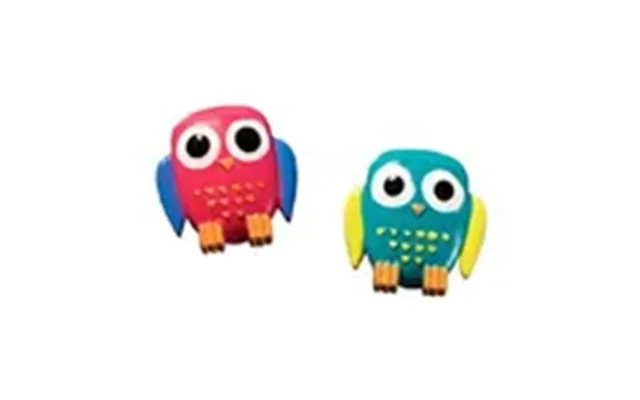 Super Stærke Magneter' Ugle I Polyresin 3x3 Cm Turkis Pink - 2 Stk