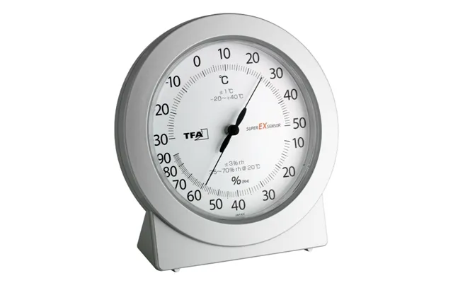 Tfa-dostmann 45.2020, Elektronisk Miljøtermometer, Indendørs, C, 10 - 90 C, Analog, Sølv, Hvid