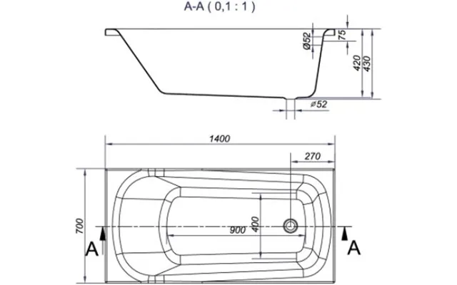 Wanna Cersanit Nao Prostok Tna 140 X 70cm S301-247